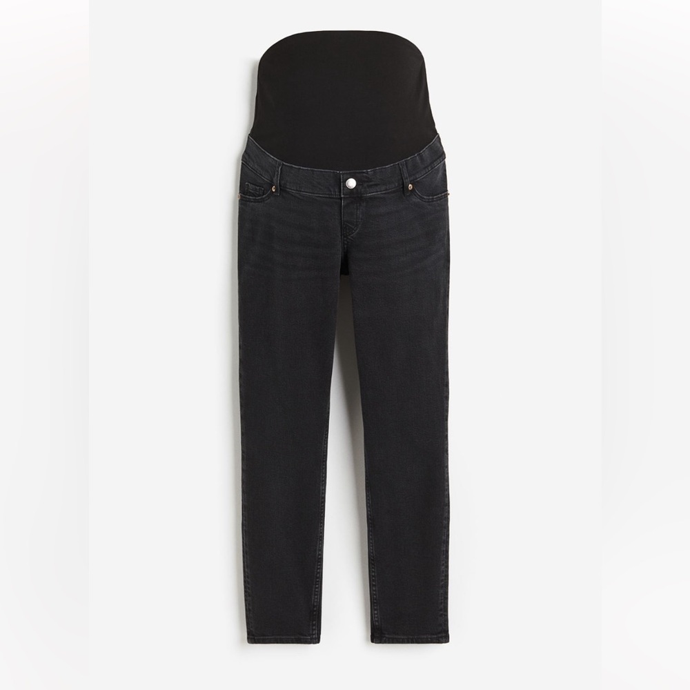 H&M Mama Slim Ankle Jeans in Black Washed - Maternity